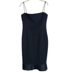 Vintage Y2K Laundry Shelli Segal Black Spaghetti Strap Ruffle Hem Dress 90s 10